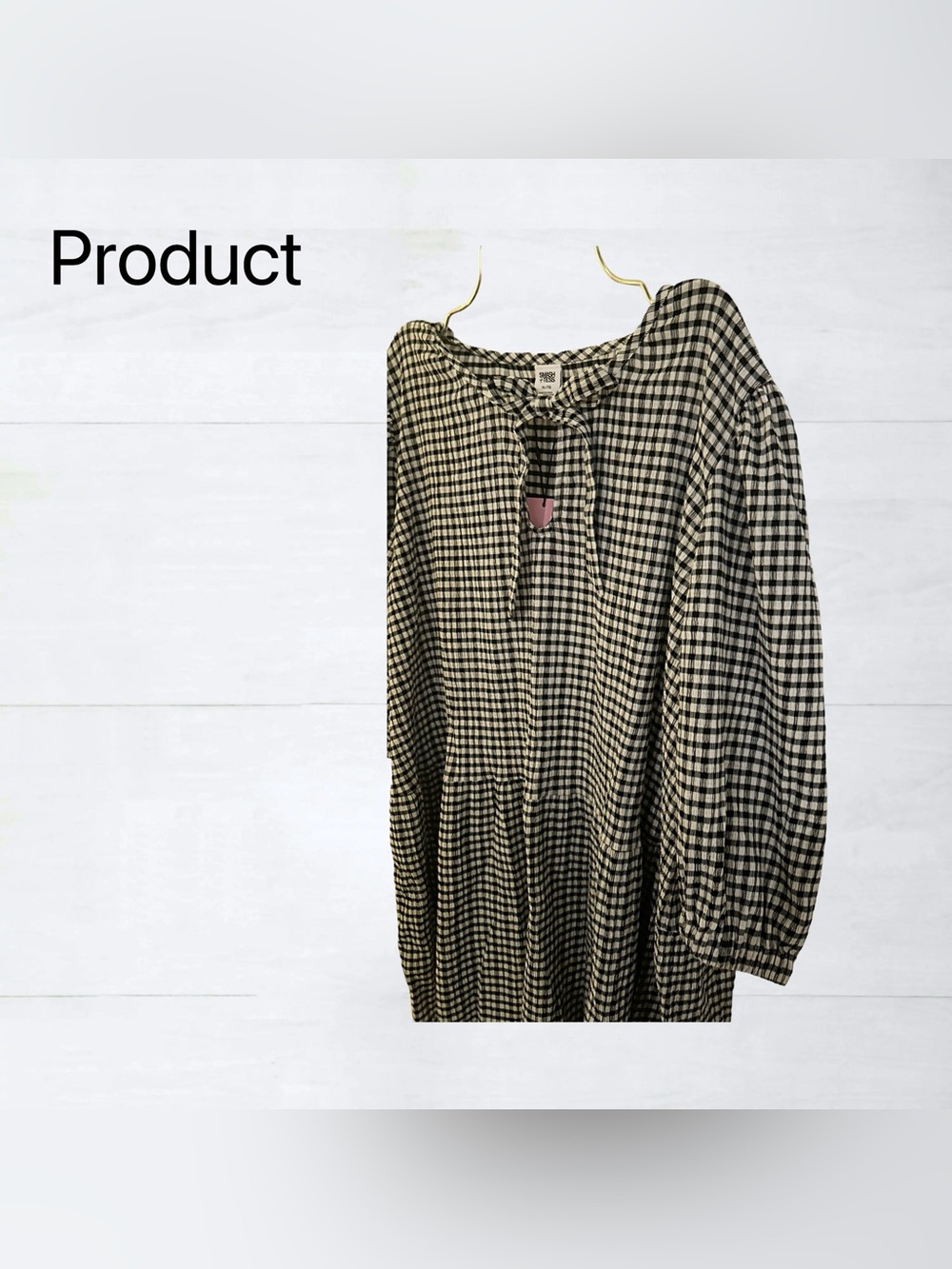 🇨🇦🆕NWT SMASH+TESS | XL | Black Gingham & peplum Valentina Puff Sleeves Top - Picture 6 of 16